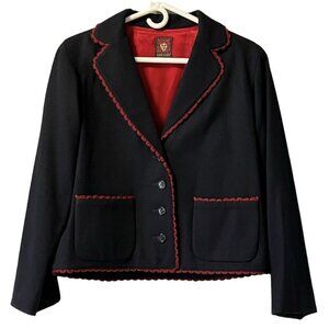 Anne Klein‎ Jacket Blazer 100% Pure Wool Size 10 USA Crocheted Formal Career VTG
